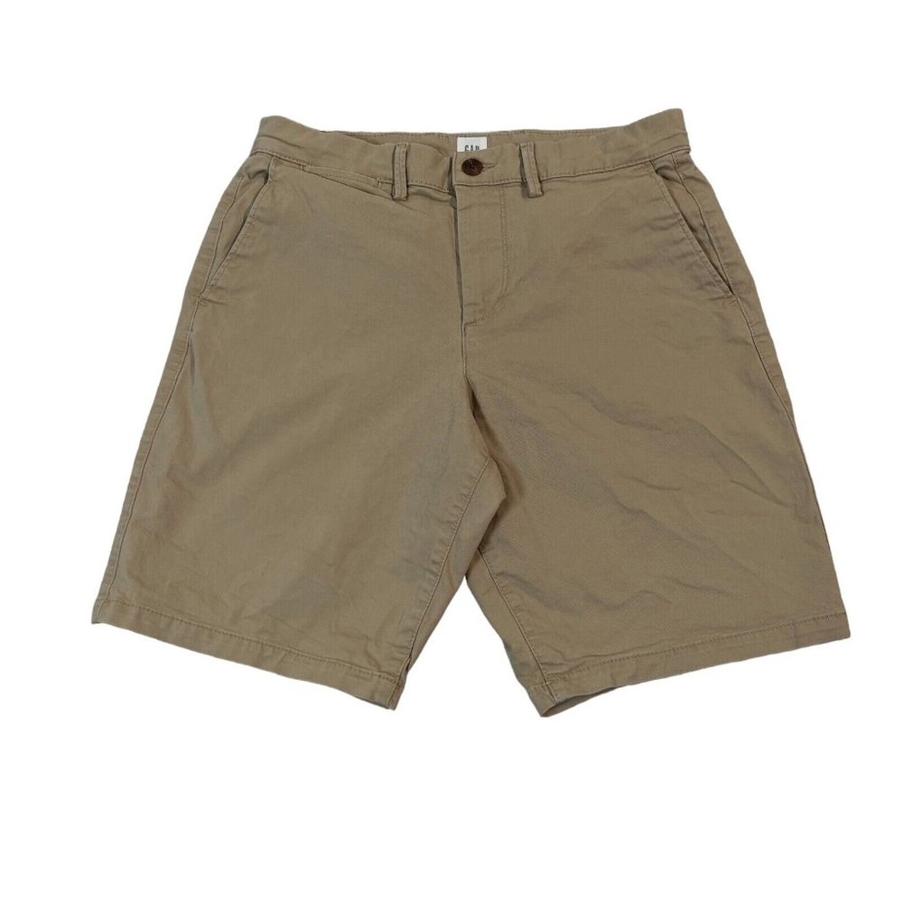 GAP Shorts Women's Mid-Rise Cotton Blend Khakis' Button Closure Brown W29